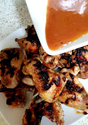 A picture of My Chilli Garlic Chicken Wings in a homemade sauce. 😍.
