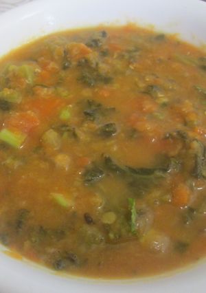 A picture of Pumkin-Carrot-Kale Soup.