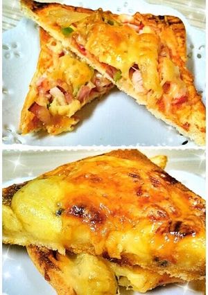 小烤箱料理之ㄧ: 吐司批薩(夏威夷&黑糖香蕉) 的食譜成品照片