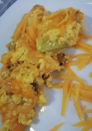 O poză a rețetei Frittata cu dovlecei și brânză cheddar 😜.