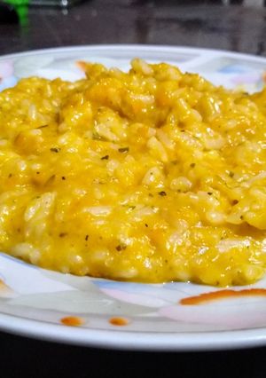 Una foto de Risotto de calabaza y zanahoria