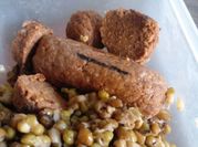 Una foto de chorizo de carne de soya