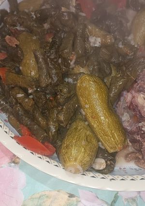 صورة لوصفة محشي كوسا وورق العنب مع العصعيص