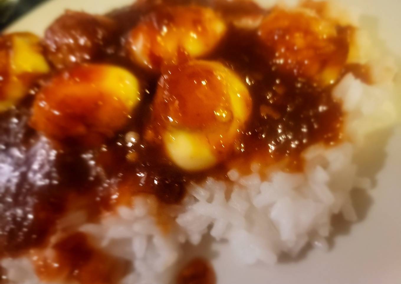 Tiger Quail Eggs on Sweet Chili Rice