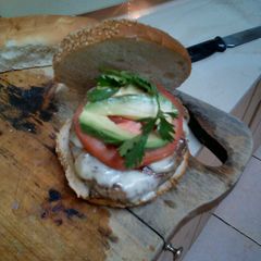 A picture of Home made burger.