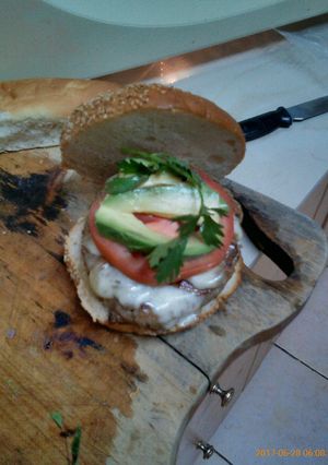 A picture of Home made burger.