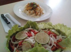 Una foto de Cinta burn con mozzarella y guisado de cochino con alcaparras
