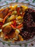 Peperoni con platano e manioca croccante