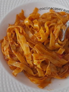 Una foto de Pasta a la mallorquina -con sobrasada-