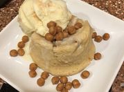 A picture of pancake mix cake with banana
