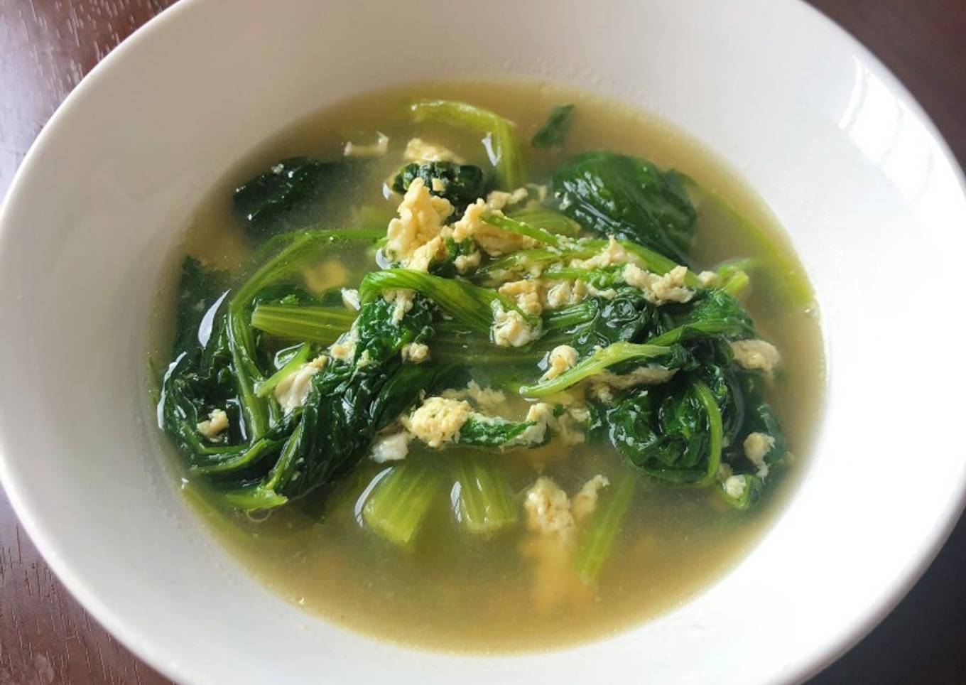Sup Bayam Jepang dan Telur | mediocrecook malewife