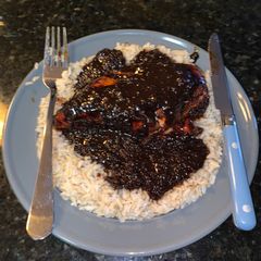 A picture of Sweet Soy Chicken over Rice.