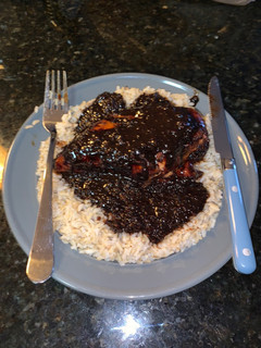 A picture of Sweet Soy Chicken over Rice.