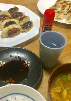 A picture of Homemade gyoza.