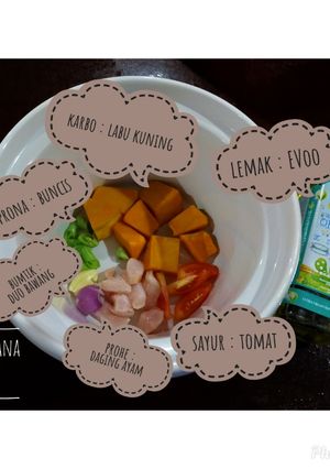 Foto resep MPASI Menu Lengkap 6 Bulan, Bubur Labu Kuning Ayam