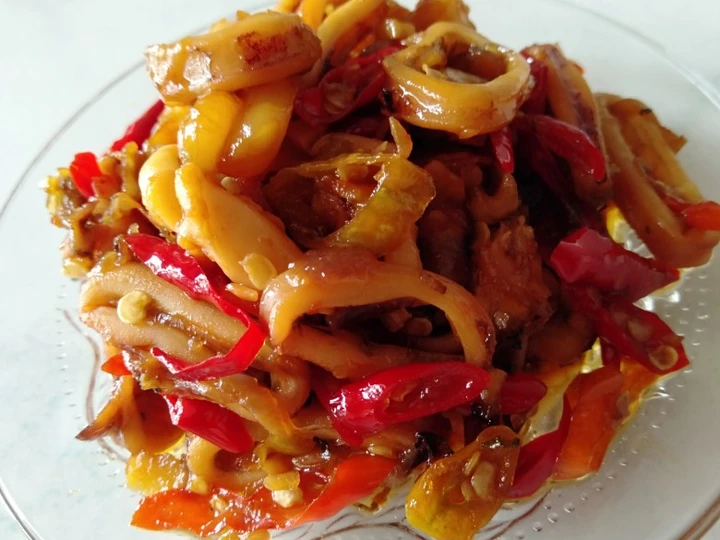 Cara Mudah Membuat Resep  Tumis Cumi Asin Manis Pedas yang Lezat Sekali, Sempurna