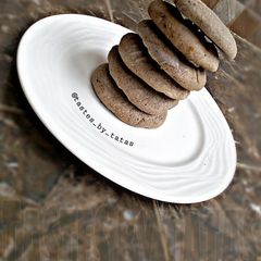A picture of Chocolate cookies with leftover butter icing.