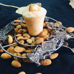 A picture of Mango Coconut Lassi shots.