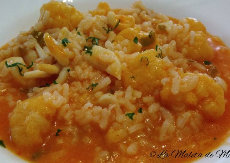 Arroz caldoso con sepia y coliflor
