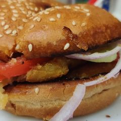 A picture of Aloo tikki burger.