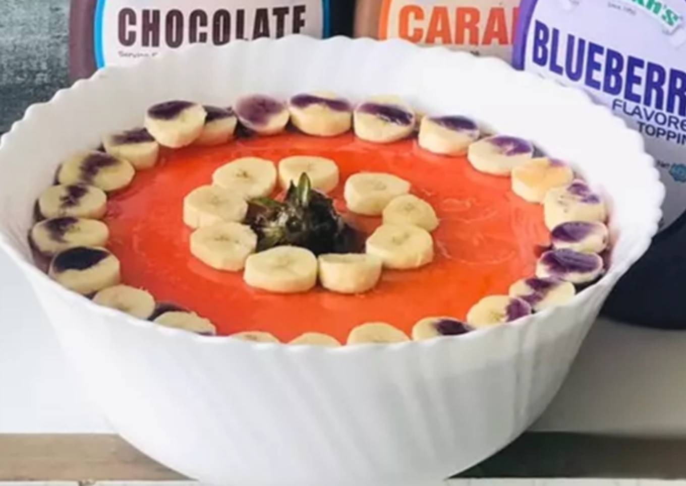 Tri color banana custard