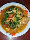Gongso Ayam + sawi hijau + telur nyemek