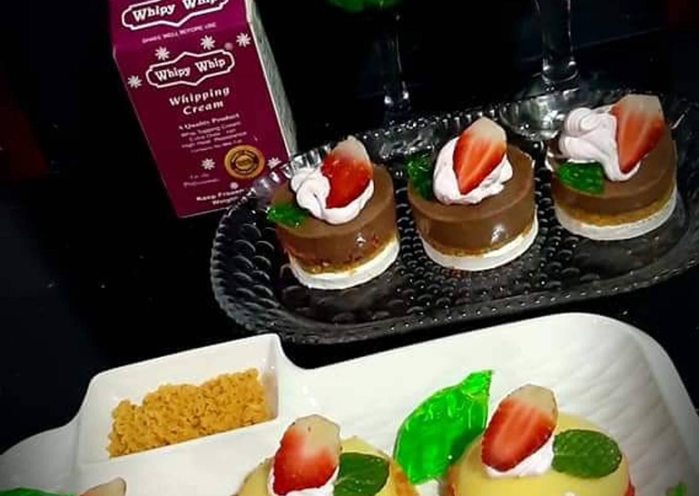 Choco Mousse jello dessert. And Pudding dome