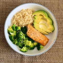 Salmon Quinoa Broccoli Avocado Bowl A picture of Salmon Quinoa Broccoli Avocado Bowl.