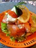 Annika's smörgås with Gravad Salmon and Crayfish-tail