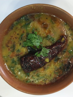 A picture of MUDDI PALLYA (Spinach+Fenugreek leaves in thick lentil curry).