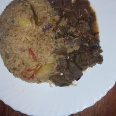 A picture of Fried rice with liver.