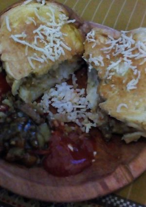 Foto resep Roti Panggang RiceCooker Isi Nasi Daging