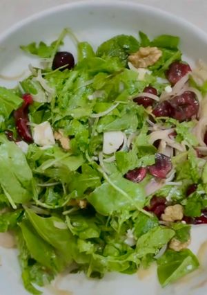 A picture of Fresh Cherry 🍒 Salad with Feta Cheese 🧀 & Walnuts.