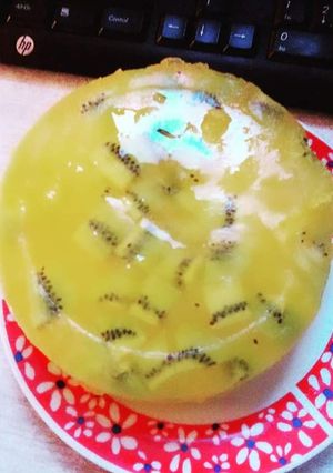 Una foto de Gelatina de anana con kiwi