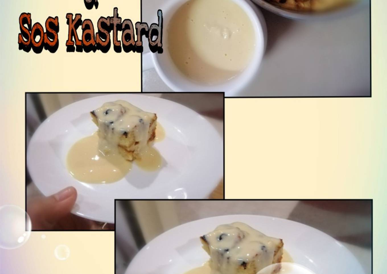 Puding roti dan saus krim