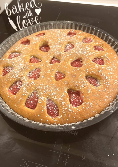 Una foto de Bizcocho con fresas