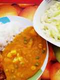 Locro de zapallo con milanesa y ensalada verde