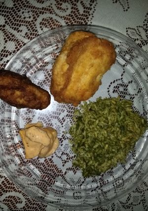 Una foto de Arroz verde con espinacas, chile poblano y cilantro