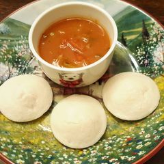 A picture of Healthy Instant Rawa Idli and Sambhar.