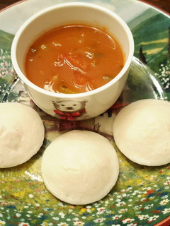 A picture of Healthy Instant Rawa Idli and Sambhar.
