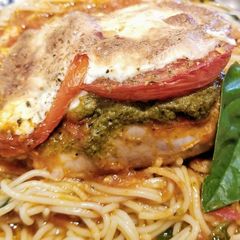 A picture of Basil Pesto & Mozarella Chicken Thighs.