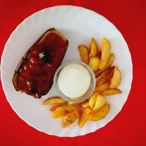 Berenjena asada con salsas [Vegan]