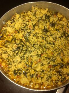 A picture of Egusy soup with beef and stock fish.