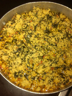 A picture of Egusy soup with beef and stock fish.