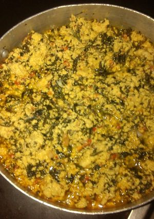 A picture of Egusy soup with beef and stock fish.