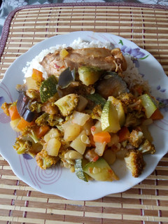 Una foto de Picante de verduras con zapallito italiano y berenjena