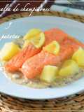 Salmón con salsa de champiñones y patatas. (Thermomix)