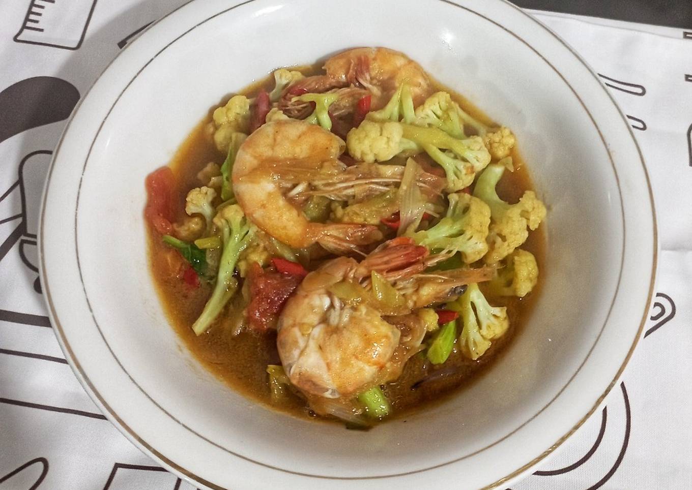 Oseng udang kembang kol