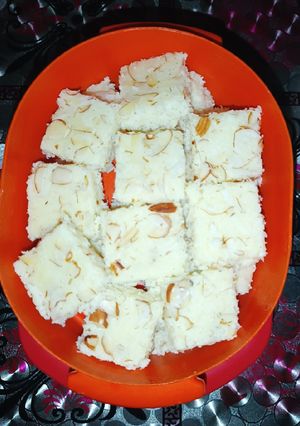 A picture of Paneer Milk Coconut Burfi.