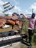 Whole bull roast